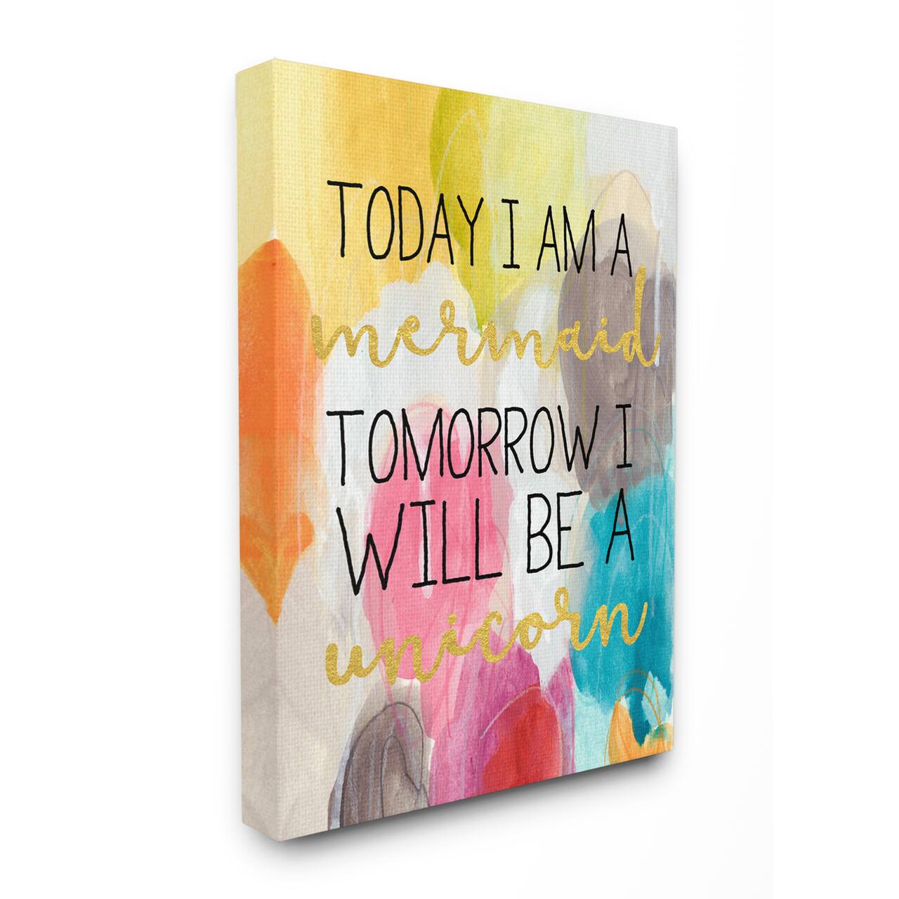 Stupell Industries Today Mermaid Tomorrow Unicorn Canvas Wall Art